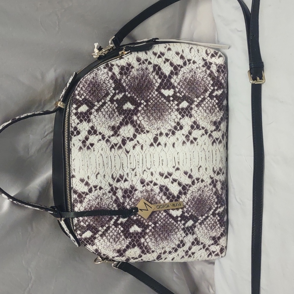 Giorgia Milani Designer Italian Snakeskin Print 100% Genuine Leather Handbag NWT - Picture 12 of 16